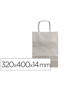 Sac papier q-connect kraft l anse torsadee 320x400x14mm coloris argent.