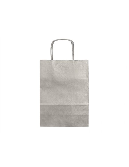 Sac papier q-connect kraft l anse torsadee 320x400x14mm coloris argent.