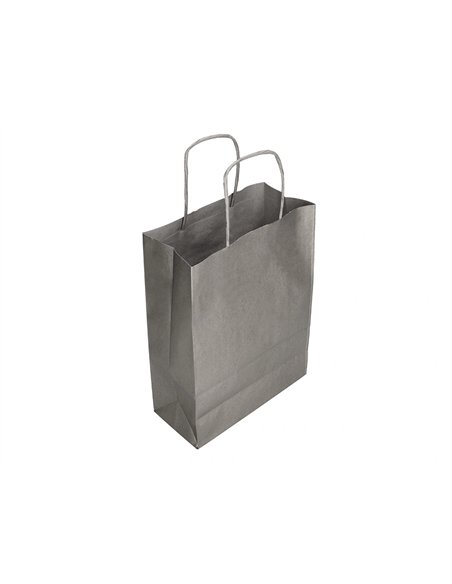 Sac papier q-connect kraft l anse torsadee 320x400x14mm coloris argent.