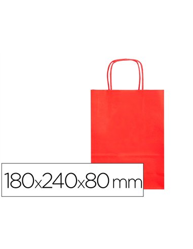 Sac papier q-connect cellulose xs anse torsadee 180x240x80mm coloris rouge.