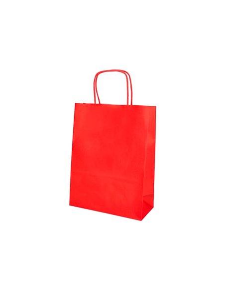 Sac papier q-connect cellulose xs anse torsadee 180x240x80mm coloris rouge.