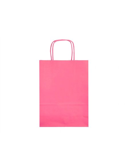 Sac papier q-connect cellulose xs anse torsadee 180x240x80mm coloris rose.