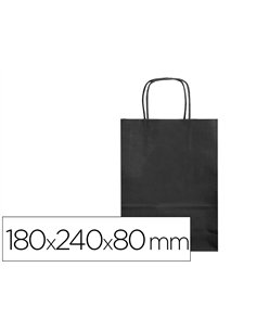 Sac papier q-connect cellulose xs anse torsadee 180x240x80mm coloris noir.