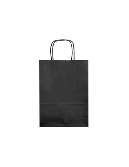 Sac papier q-connect cellulose xs anse torsadee 180x240x80mm coloris noir.