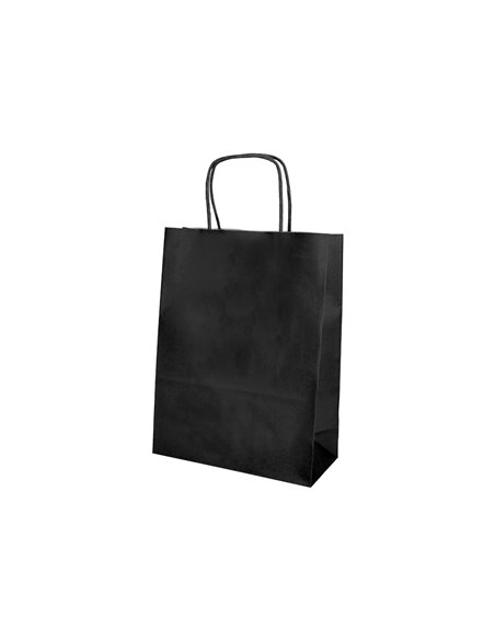 Sac papier q-connect cellulose xs anse torsadee 180x240x80mm coloris noir.