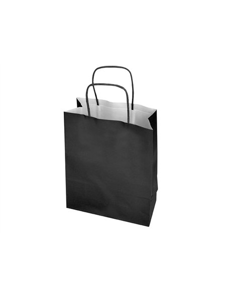 Sac papier q-connect cellulose xs anse torsadee 180x240x80mm coloris noir.