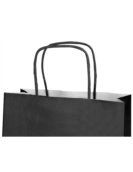 Sac papier q-connect cellulose xs anse torsadee 180x240x80mm coloris noir.