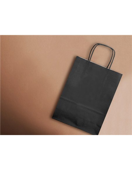 Sac papier q-connect cellulose xs anse torsadee 180x240x80mm coloris noir.