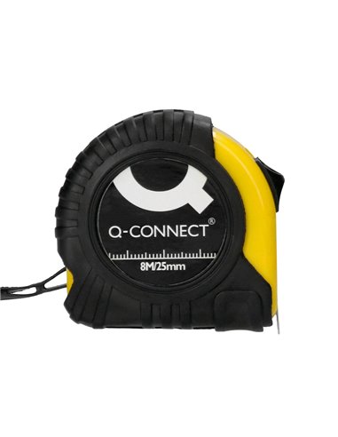 Metre enrouleur q-connect caoutchouc frein materiel antichoc largeur 25mm longueur 8m.