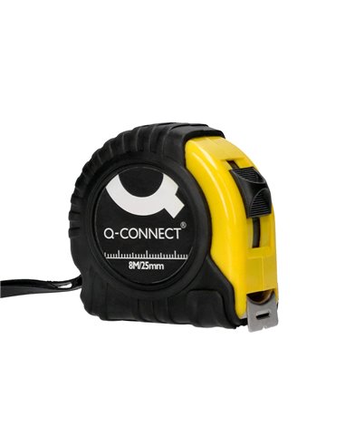 Metre enrouleur q-connect caoutchouc frein materiel antichoc largeur 25mm longueur 8m.