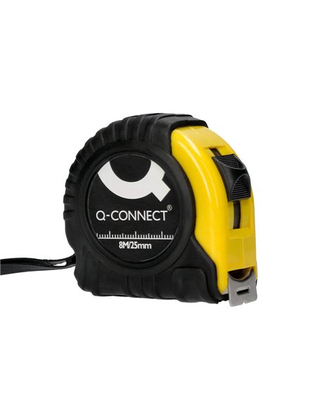 Metre enrouleur q-connect caoutchouc frein materiel antichoc largeur 25mm longueur 8m.
