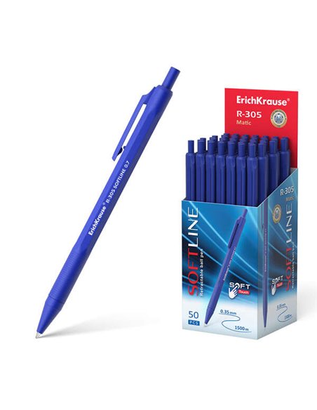 Stylo à bille automatique Erichkrause R-305 - Rechargeable - Pointe aiguille - Corps hexagonal opaque - Encre à séchage rapide -