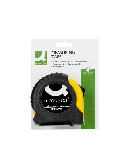 Metre enrouleur q-connect caoutchouc frein materiel antichoc largeur 25mm longueur 8m.