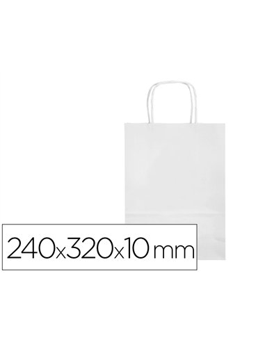 Sac papier q-connect cellulose s anse torsadee 240x320x10mm coloris blanc.