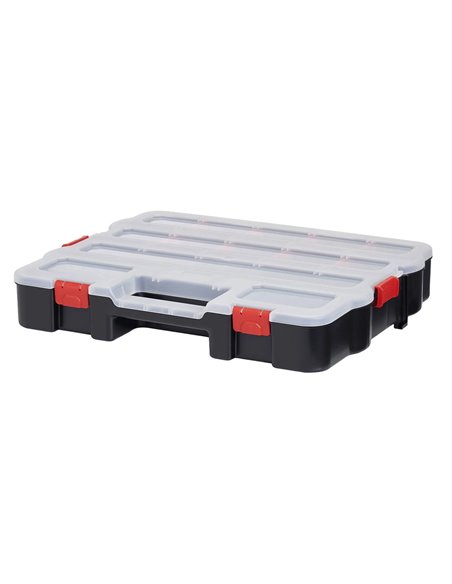 Mallette a outils viso pp couvercle transparent poignee transport 7 compartiments et 8 separateurs amovibles.