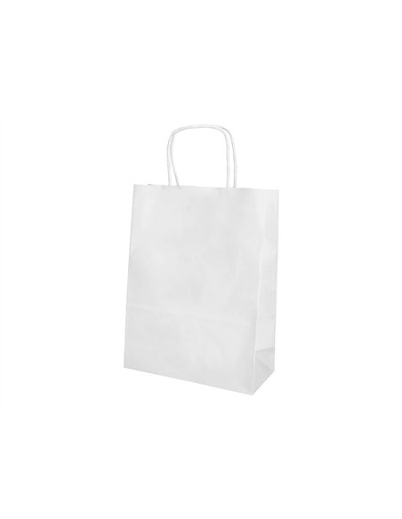 Sac papier q-connect cellulose s anse torsadee 240x320x10mm coloris blanc.
