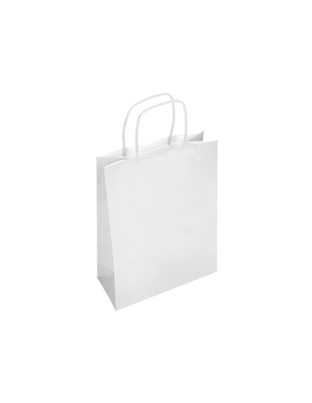Sac papier q-connect cellulose s anse torsadee 240x320x10mm coloris blanc.