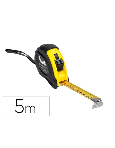 Mètre enrouleur q-connect caoutchouc frein matériel antichoc largeur 19mm longueur 5m.