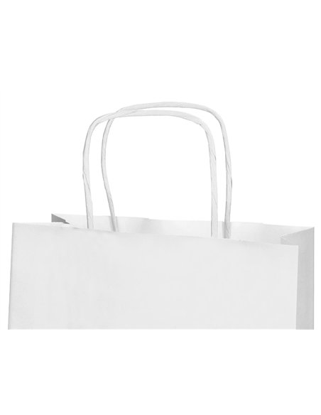 Sac papier q-connect cellulose s anse torsadee 240x320x10mm coloris blanc.