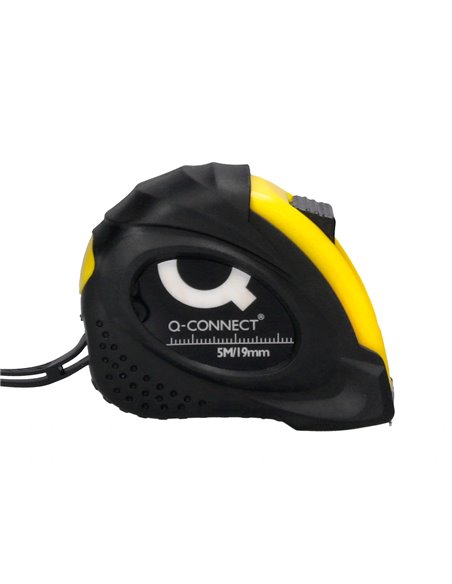 Mètre enrouleur q-connect caoutchouc frein matériel antichoc largeur 19mm longueur 5m.