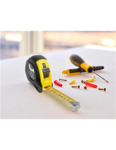 Mètre enrouleur q-connect caoutchouc frein matériel antichoc largeur 19mm longueur 5m.