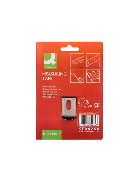 Mètre enrouleur q-connect caoutchouc frein matériel antichoc largeur 19mm longueur 5m.