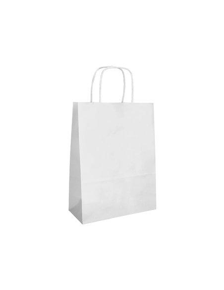Sac papier q-connect cellulose m anse torsadee 270x370x12mm coloris blanc.