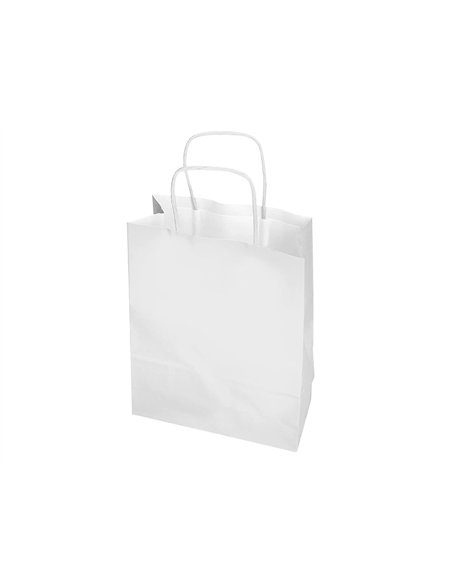 Sac papier q-connect cellulose m anse torsadee 270x370x12mm coloris blanc.