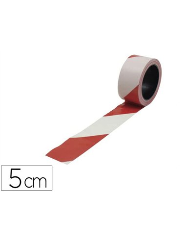 Ruban signalisation viso non adhesif polypropylene tres resistant reutilisable 100mx5cm coloris rouge/blanc.