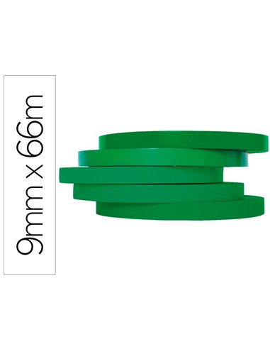 Ruban adhésif q-connect scelleuse sac 9mmx66m coloris vert.