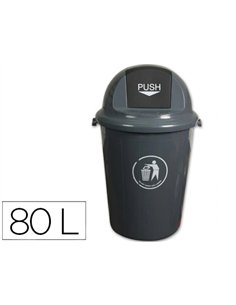 Poubelle q-connect plastique couvercle rond basculant 80l 760x450mm coloris gris.