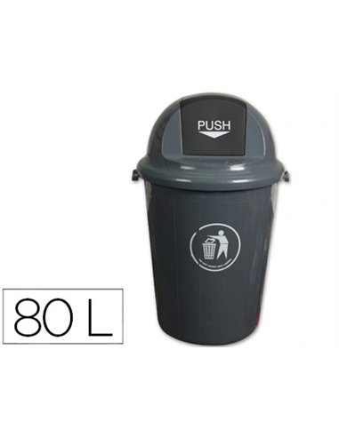 Poubelle q-connect plastique couvercle rond basculant 80l 760x450mm coloris gris.