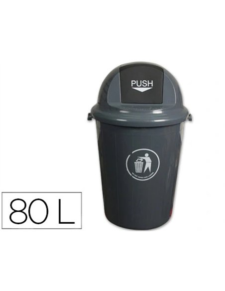 Poubelle q-connect plastique couvercle rond basculant 80l 760x450mm coloris gris.