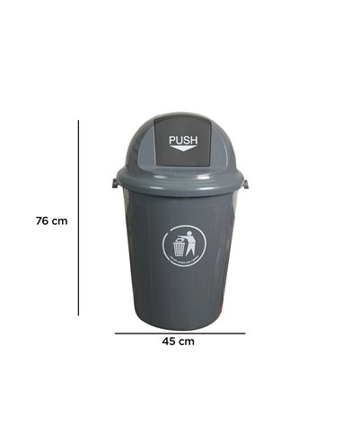 Poubelle q-connect plastique couvercle rond basculant 80l 760x450mm coloris gris.