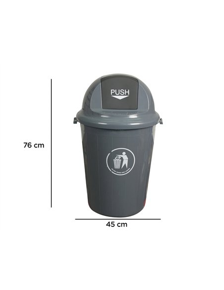 Poubelle q-connect plastique couvercle rond basculant 80l 760x450mm coloris gris.