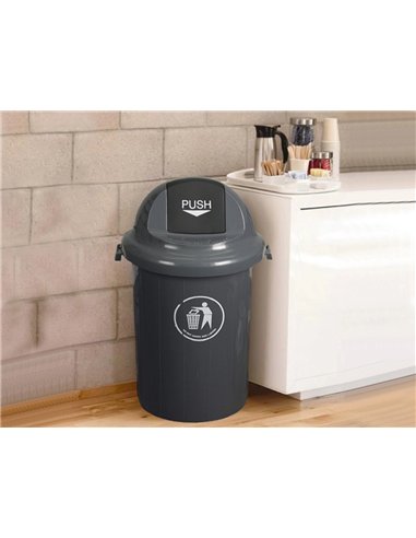 Poubelle q-connect plastique couvercle rond basculant 80l 760x450mm coloris gris.