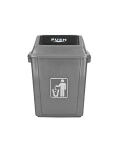 Poubelle q-connect plastique couvercle basculant ouverture facile 2 poignées 58l 470x330x760mm coloris gris. 2