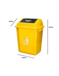 Poubelle q-connect plastique couvercle basculant ouverture facile 2 poignees 20l 340x240x450mm coloris jaune. 2
