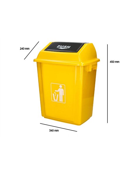 Poubelle q-connect plastique couvercle basculant ouverture facile 2 poignees 20l 340x240x450mm coloris jaune.