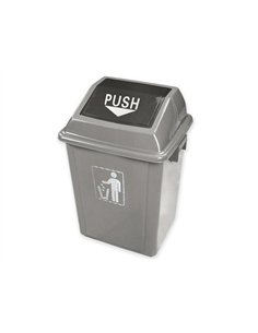 Poubelle q-connect plastique couvercle basculant ouverture facile 2 poignées 20l 340x240x450mm coloris gris. 2