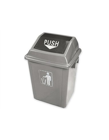 Poubelle q-connect plastique couvercle basculant ouverture facile 2 poignées 20l 340x240x450mm coloris gris.