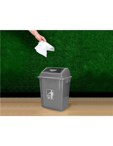 Poubelle q-connect plastique couvercle basculant ouverture facile 2 poignées 20l 340x240x450mm coloris gris.