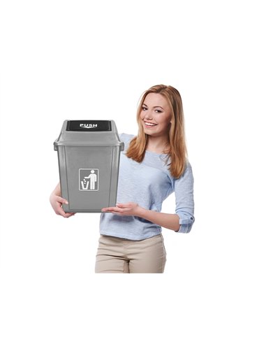 Poubelle q-connect plastique couvercle basculant ouverture facile 2 poignées 20l 340x240x450mm coloris gris.