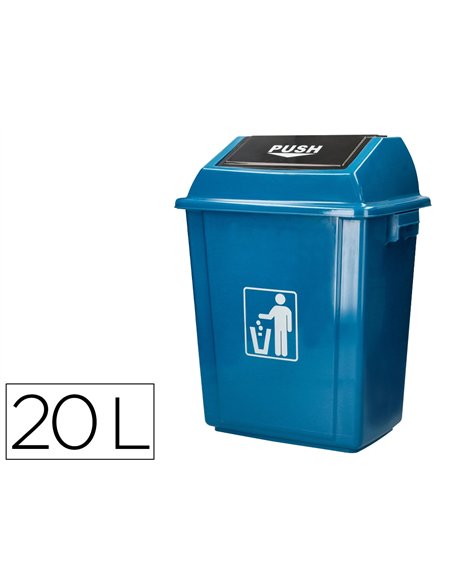 Poubelle q-connect plastique couvercle basculant ouverture facile 2 poignees 20l 340x240x450mm coloris bleu.