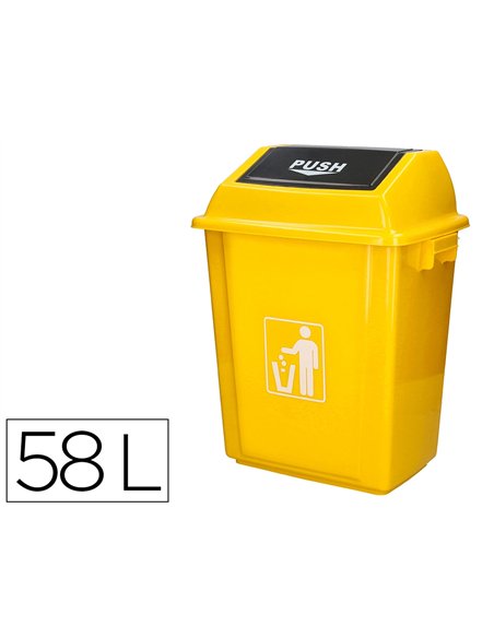 Poubelle q-connect plastique couvercle basculant 58l 470x330x760mm coloris jaune.