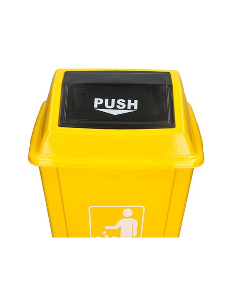 Poubelle q-connect plastique couvercle basculant 58l 470x330x760mm coloris jaune.