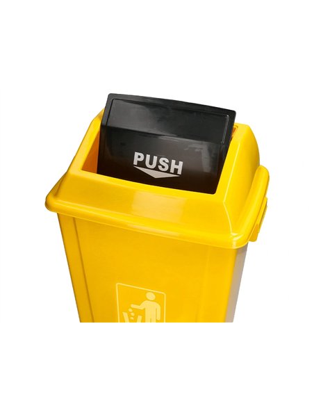 Poubelle q-connect plastique couvercle basculant 58l 470x330x760mm coloris jaune.