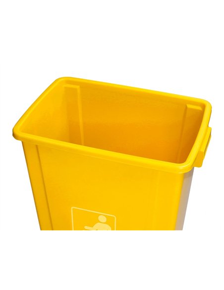 Poubelle q-connect plastique couvercle basculant 58l 470x330x760mm coloris jaune.