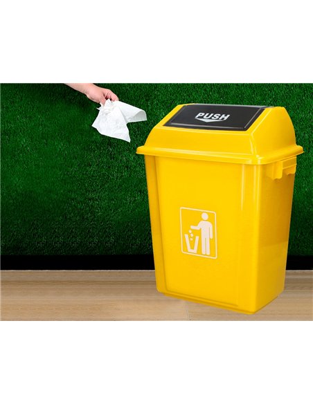 Poubelle q-connect plastique couvercle basculant 58l 470x330x760mm coloris jaune.