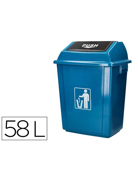 Poubelle q-connect plastique couvercle basculant 58l 470x330x760mm coloris bleu.
